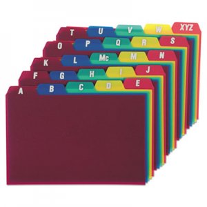Oxford Durable Poly A-Z Card Guides, 1/5-Cut Top Tab, A to Z, 4 x 6, Assorted Colors