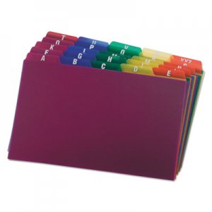 Oxford Durable Poly A-Z Card Guides, 1/5-Cut Top Tab, A to Z, 5 x 8, Assorted Colors