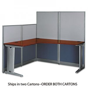 Bush Office in an Hour Collection L- Workstation, 64.5" x 64.5" x 33", Hansen Cherry, (Box 1 of