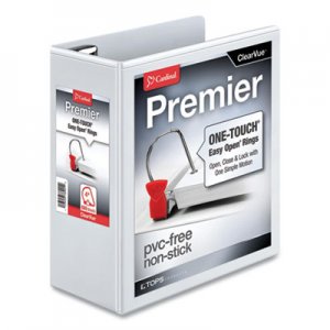 Cardinal Premier Easy Open ClearVue Locking Slant-D Ring Binder, 3 Rings, 4" Capacity, 11 x 8.5, White CRD10340