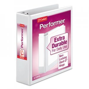 Cardinal Performer ClearVue Slant-D Ring Binder, 3 Rings, 2" Capacity, 11 x 8.5, White CRD17500 17500