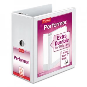 Cardinal Performer ClearVue Slant-D Ring Binder, 3 Rings, 5" Capacity, 11 x 8.5, White CRD17950 17950CB