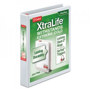 Cardinal XtraLife ClearVue Non-Stick Locking Slant-D Ring Binder, 3 Rings, 1" Capacity, 11 x 8.5, White CRD26300