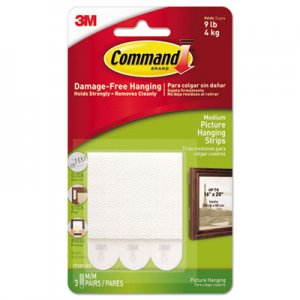 Command Picture Hanging Strips, Removable, 0.75" x 2.75", White, 3 Pairs/Pack MMM17201ES 17201-ES