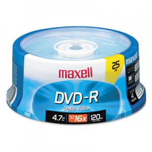Maxell DVD-R Discs, 4.7GB, 16x, Spindle, Gold, 25/Pack MAX638010 638010