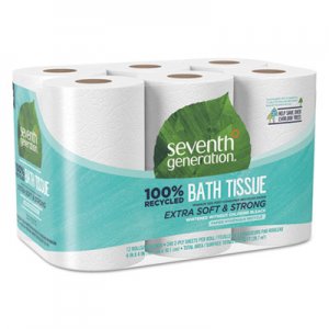 Seventh Generation 100% Recycled Bathroom Tissue, Septic Safe, 2-Ply, White, 240 Sheets/Roll, 12/Pack SEV13733PK 13733