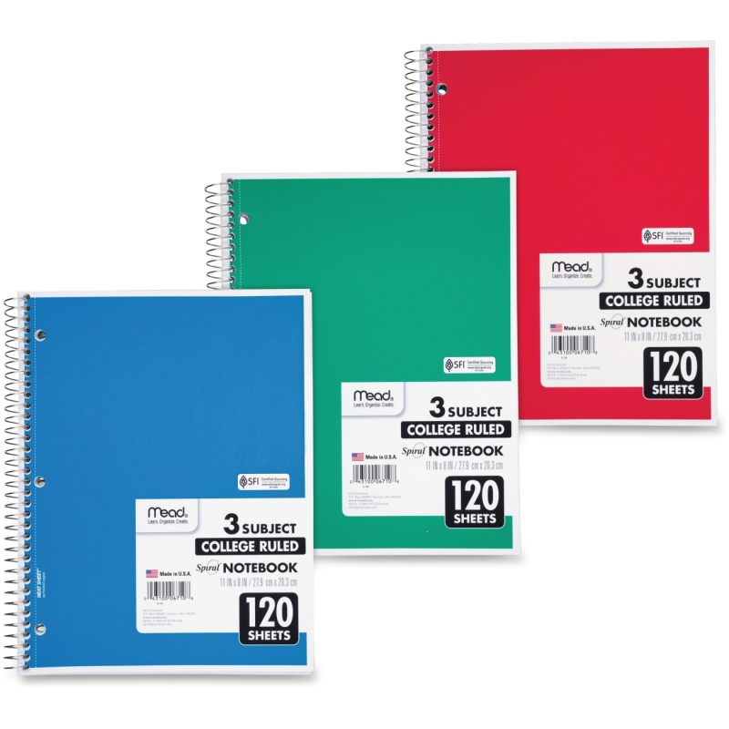Mead Mead 3-Subject Wirebound College Ruled Notebook 06710 MEA06710