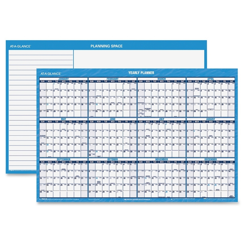 At-A-Glance At-A-Glance Erasable Yearly Horizontal Wall Planner PM200-28 AAGPM20028
