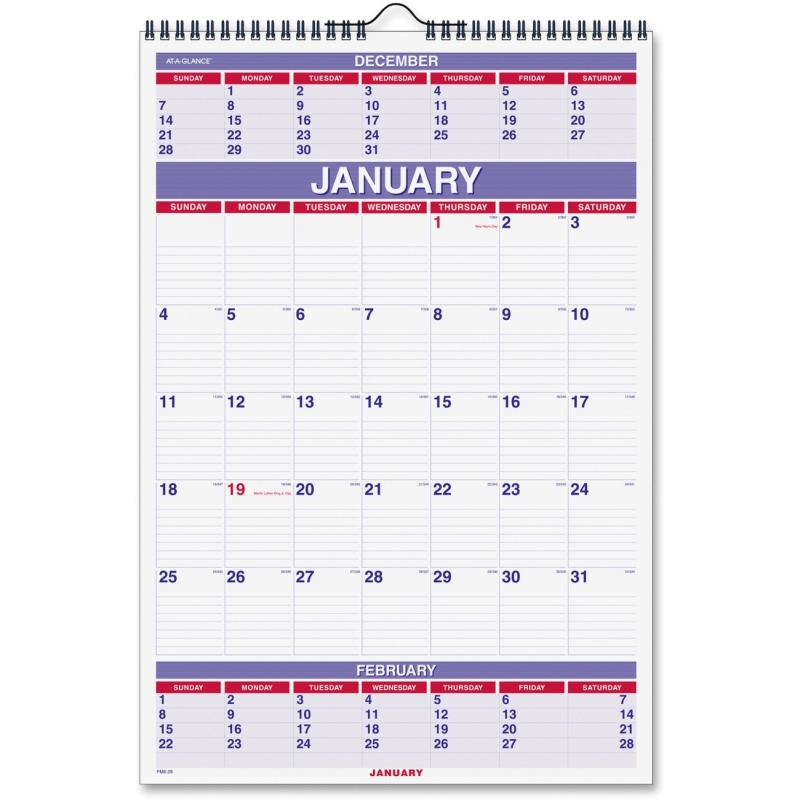 At-A-Glance At-A-Glance 3-Months Wall Calendar PM6-28 AAGPM628