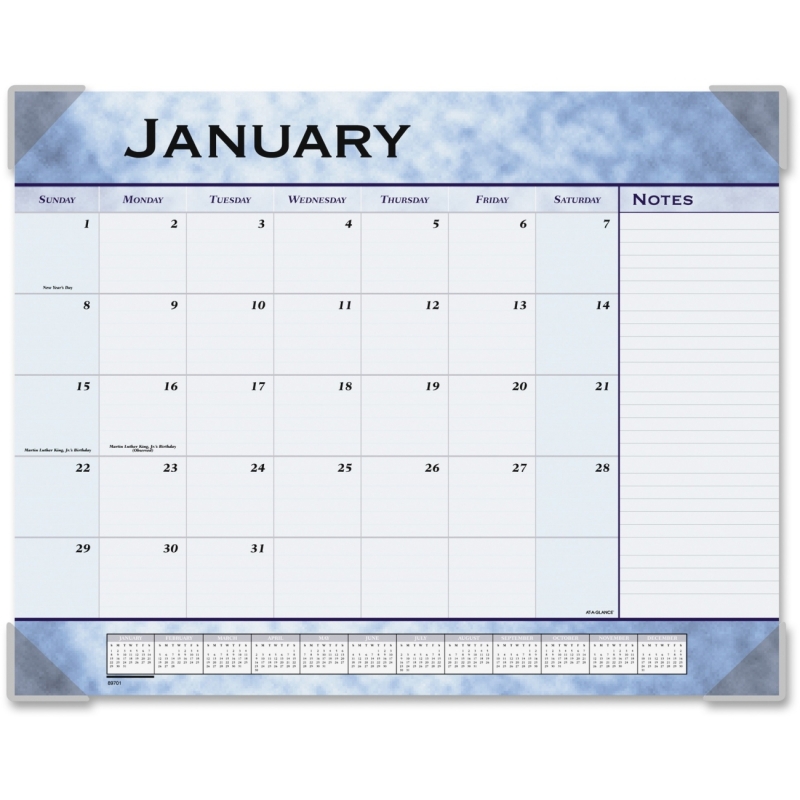 At-A-Glance At-A-Glance Marble Look Slate Blue Desk Pad Calendar 89701 AAG89701