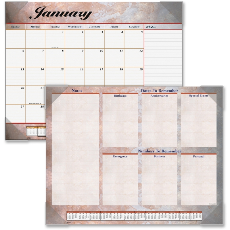 At-A-Glance At-A-Glance Marble Look Desk Pad Calendar 89702 AAG89702
