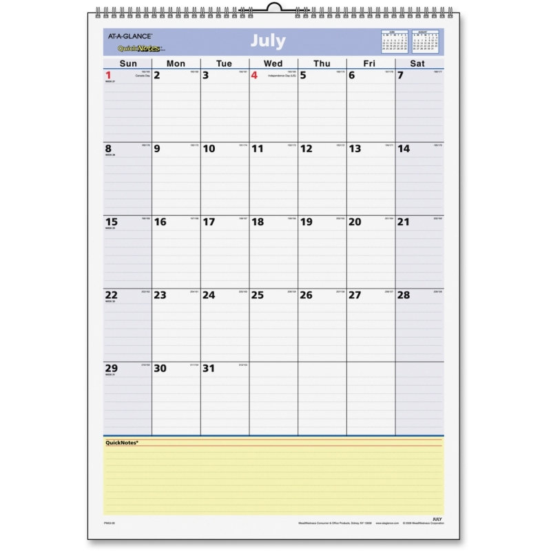 At-A-Glance QuickNotes Monthly Wall Calendar AAGPM5328