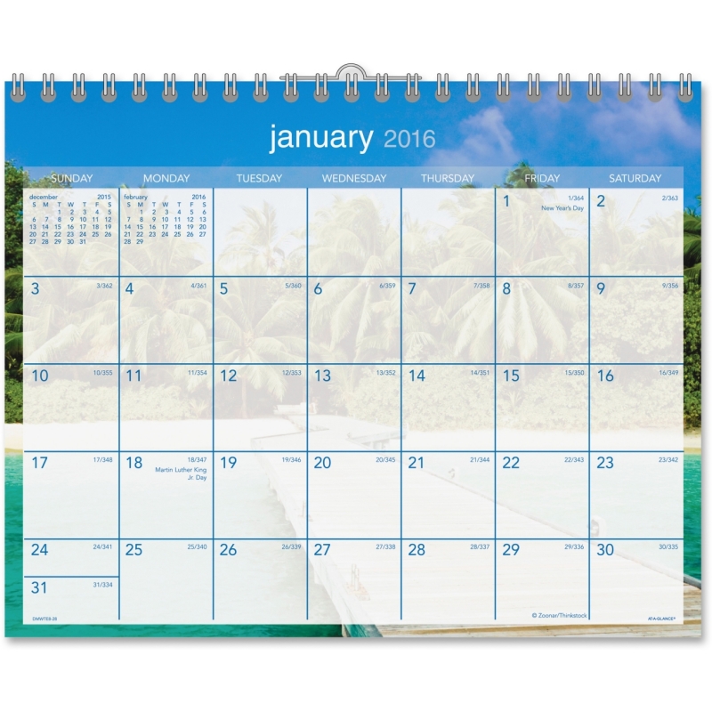 At-A-Glance At-A-Glance Tropical Escape Wall Calendar DMWTE828 AAGDMWTE828