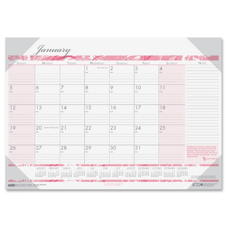 House of Doolittle Breast Cancer Awareness Compact Desk Pad Calendar 1466 HOD1466