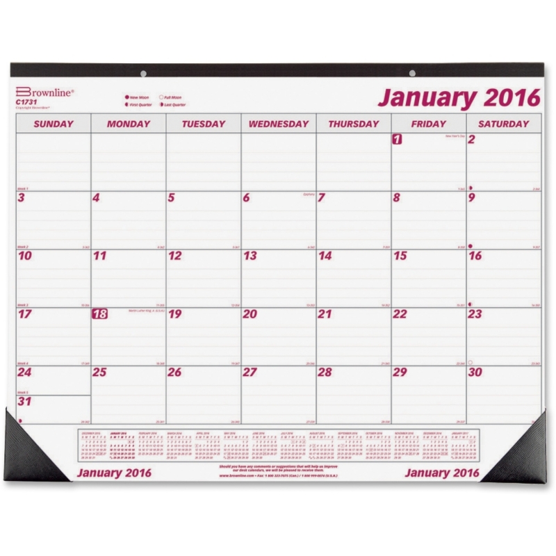 Brownline Brownline Monthly Desk Pad Calendar C1731 REDC1731