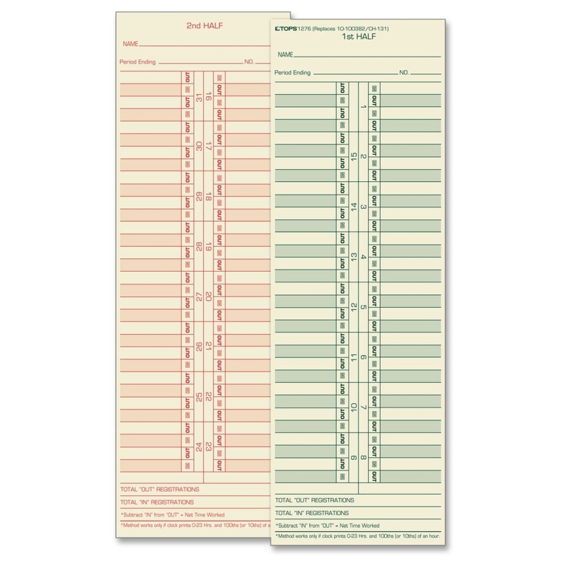 TOPS TOPS Semi-Monthly Time Card 1276 TOP1276