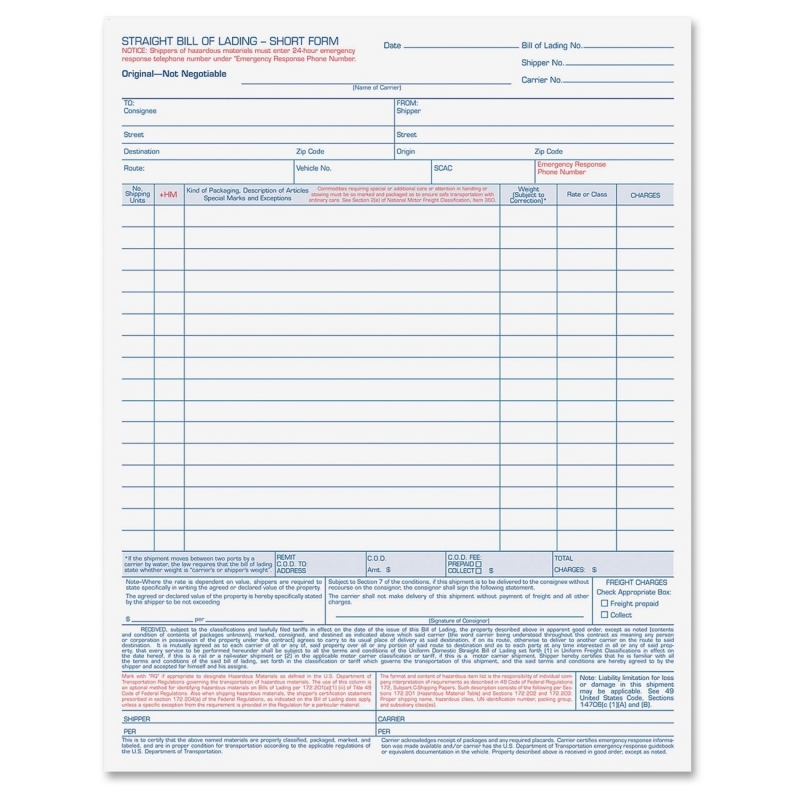 TOPS TOPS Bill of Lading Snap-Off Set 3847 TOP3847