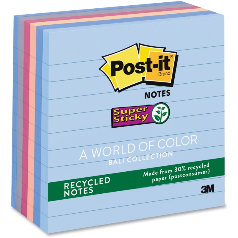 Post-it Post-it Recycled Super Sticky Bali Lined Notes 675-6SSNRP MMM6756SSNRP