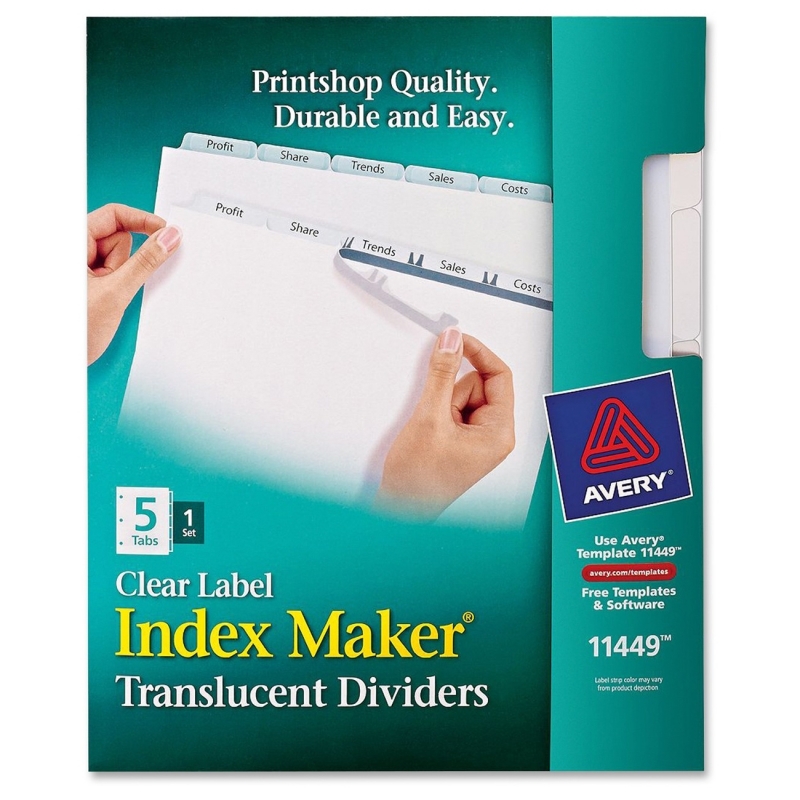 Avery Index Maker Translucent Clear Label Divider 11449 AVE11449