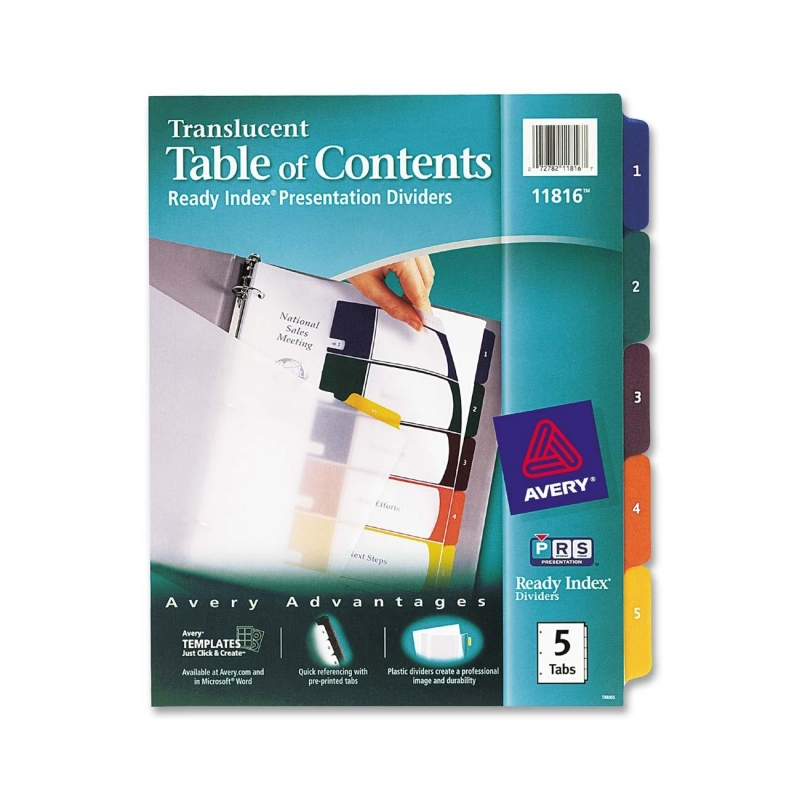 Avery Ready Index Translucent Table Of Content Dividers 11816 AVE11816