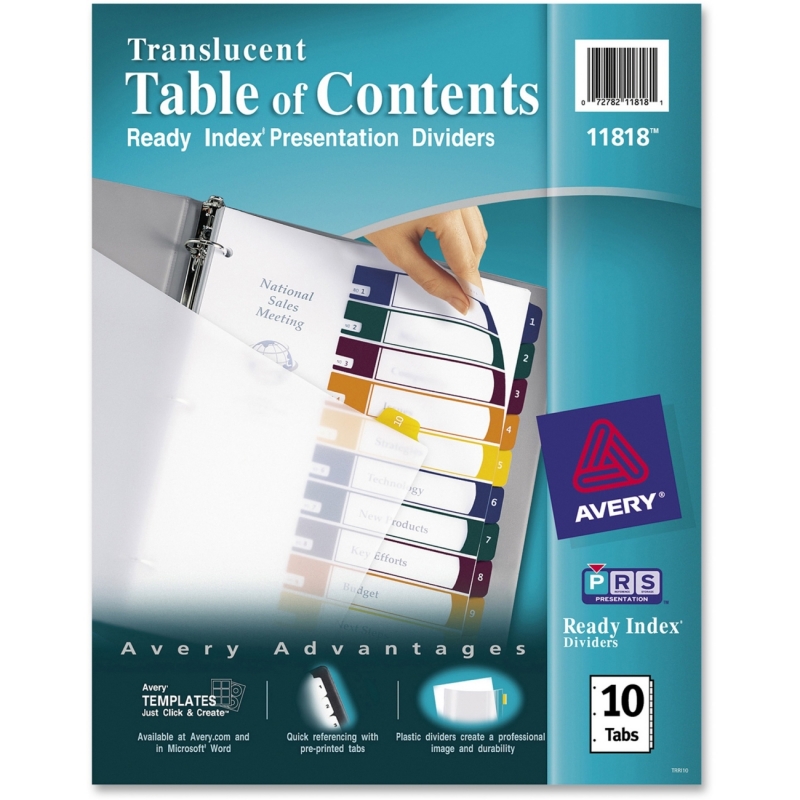 Avery Ready Index Translucent Table of Content Dividers 11818 AVE11818