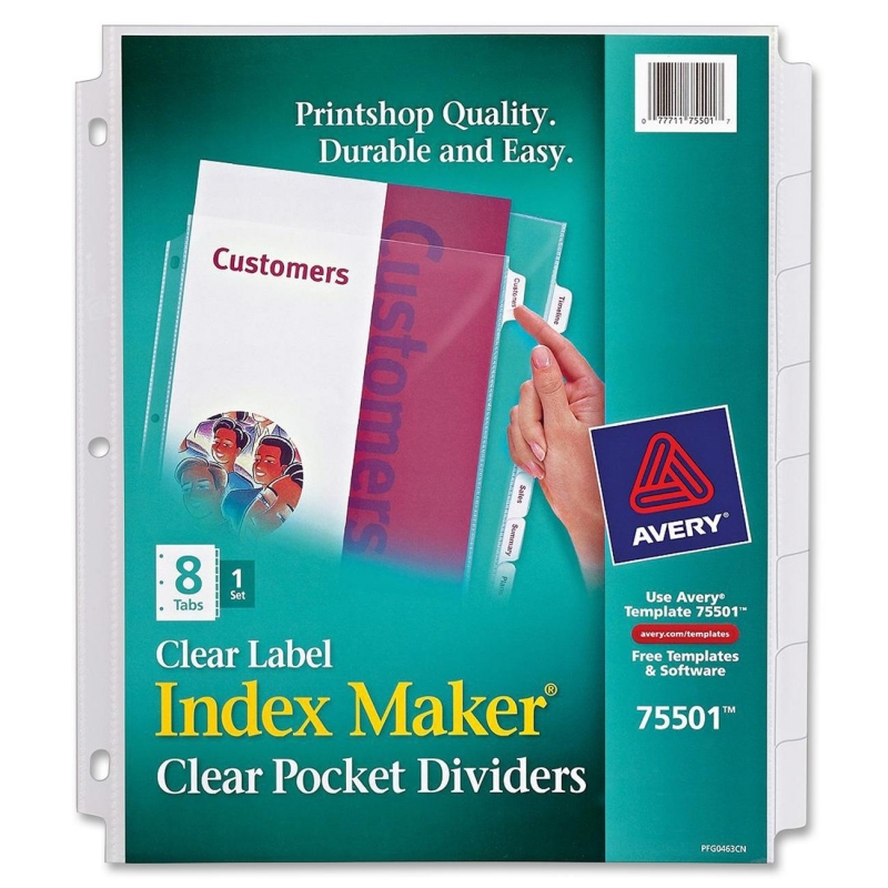 Avery Index Maker Clear Pocket View Divider 75501 AVE75501