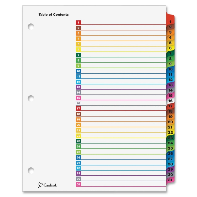 Cardinal Cardinal OneStep Printable Table of Contents Dividers 60118 CRD60118