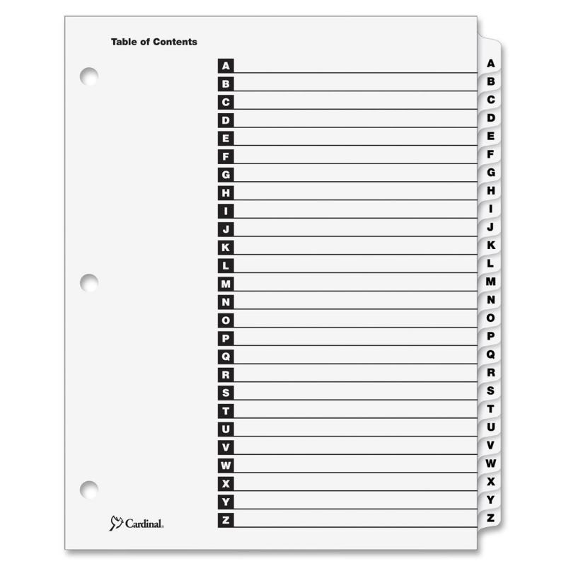 Cardinal Cardinal OneStep Printable Table of Contents Dividers 60213 CRD60213