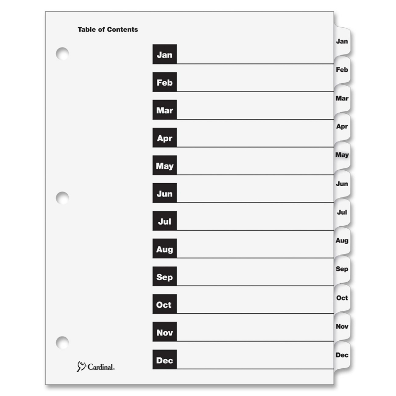 Cardinal Cardinal OneStep Printable Table of Contents Dividers 60313 CRD60313