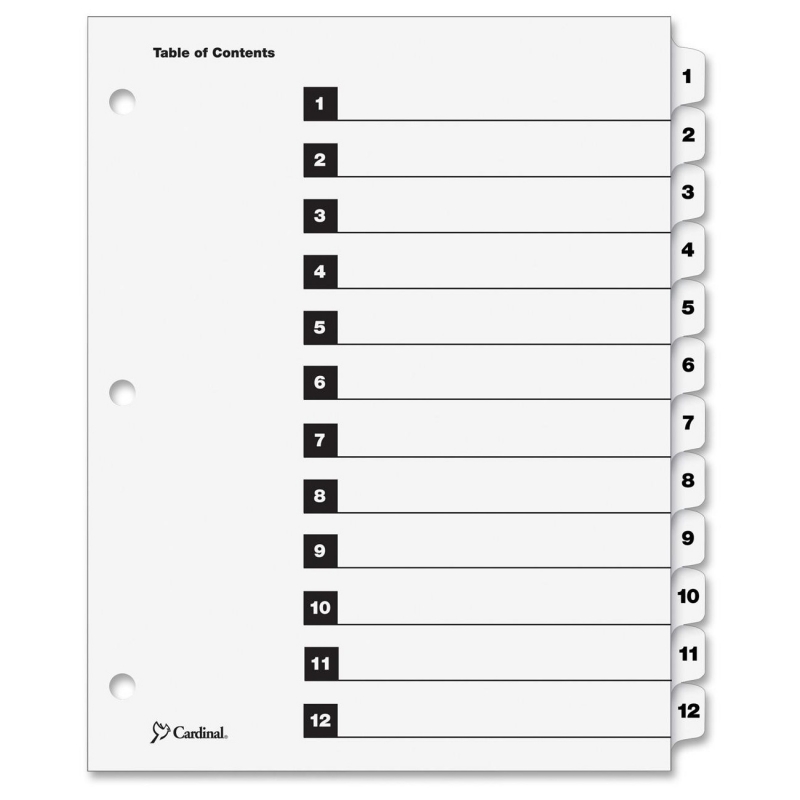 Cardinal Cardinal OneStep Printable Table of Contents Dividers 61213 CRD61213