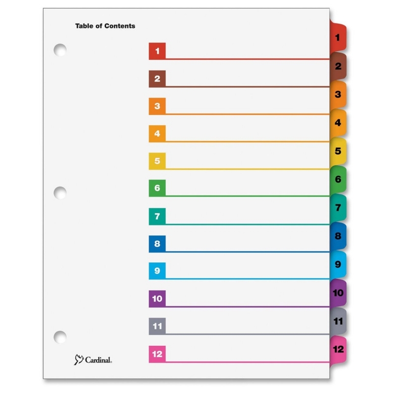 Cardinal Cardinal OneStep Printable Table of Contents Dividers 61218 CRD61218