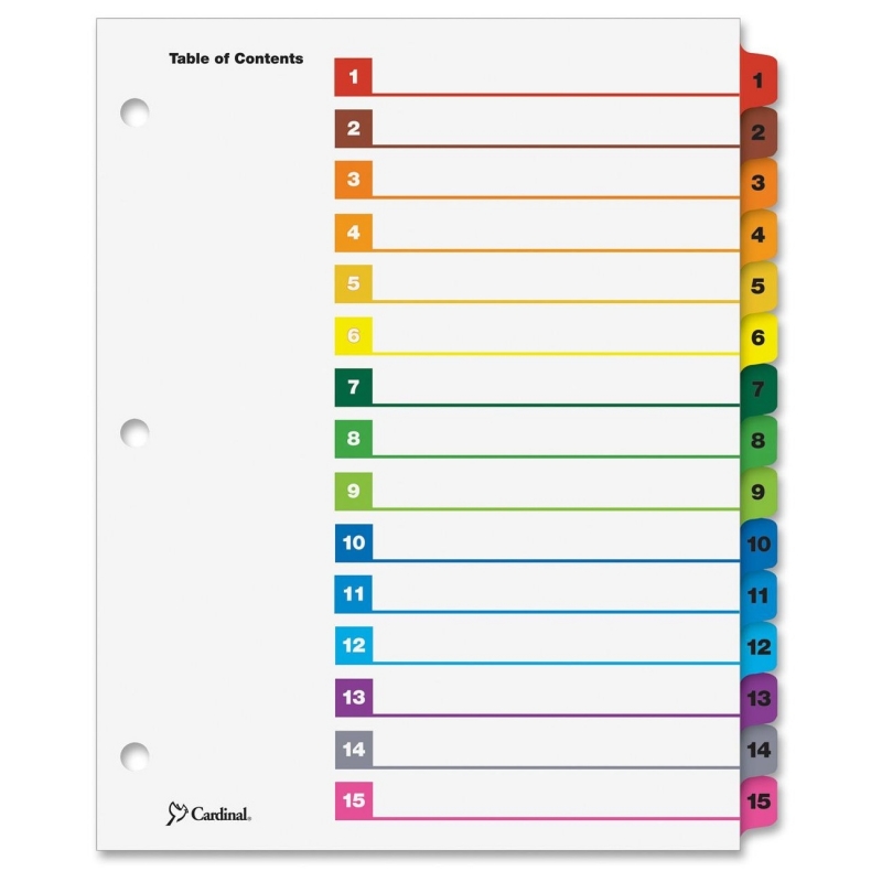 Cardinal Cardinal OneStep Printable Table of Contents Dividers 61518 CRD61518