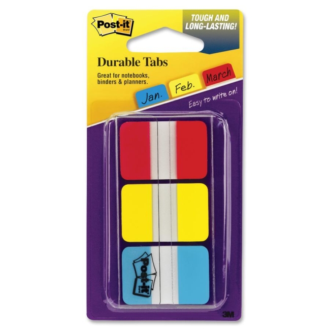 Post-it Post-it Tabs, 1 inch Solid, Red, Yellow, Blue, 22 Tabs/Color, 66/Dispenser 686-RYB MMM686RYB 686RYB