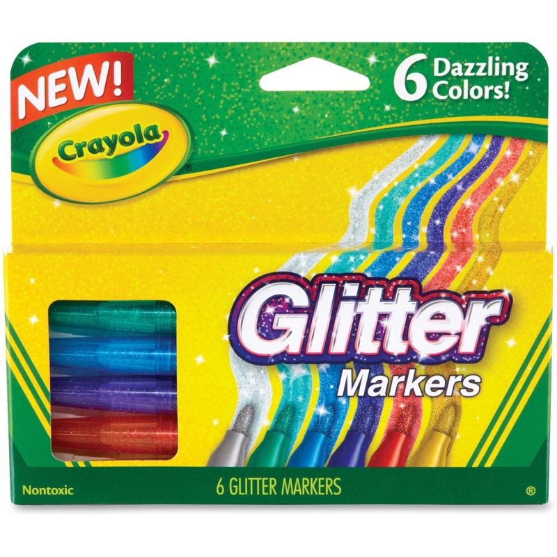 Crayola 6 Color Glitter Markers 58-8629 CYO588629
