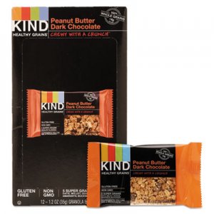 KIND Healthy Grains Bar, Peanut Butter Dark Chocolate, 1.2 oz, 12/Box KND18083 18083