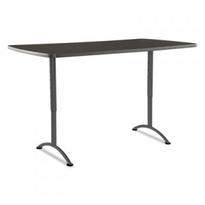 Iceberg ARC Sit-to-Stand Tables, Rectangular Top, 36w x 72d x 30-42h, Walnut/Gray ICE69324 69324