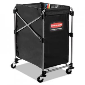 Rubbermaid Commercial Collapsible X-Cart, Steel, Four Bushel Cart, 20.33w x 24.1d x 34h, Black/Silver RCP1881749 1881749