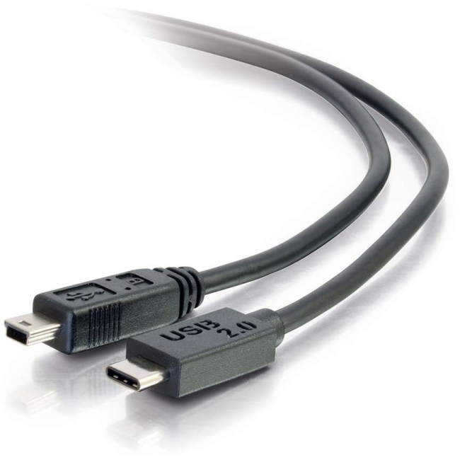 C2G 3ft USB 2.0 USB-C to USB-Mini B Cable M/M - Black 28854