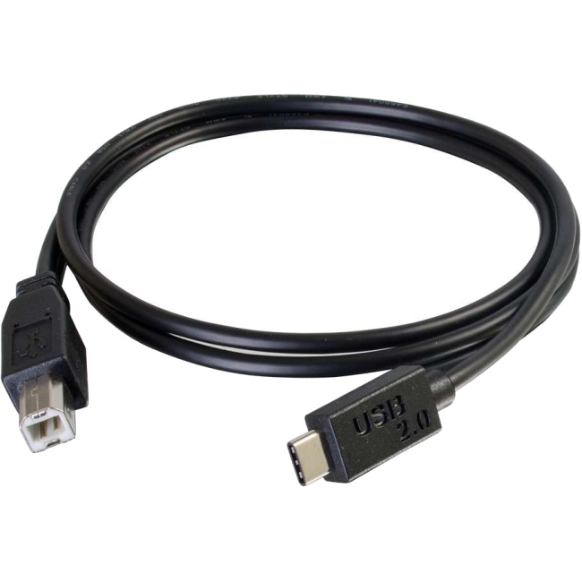 C2G 3ft USB 2.0 USB-C to USB-B Cable M/M - Black 28858