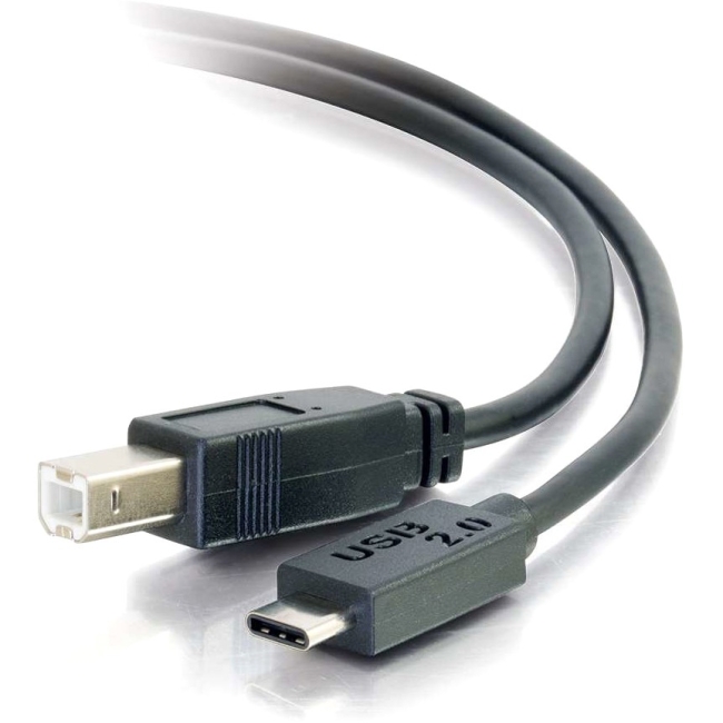 C2G 12ft USB 2.0 USB-C to USB-B Cable M/M - Black 28861