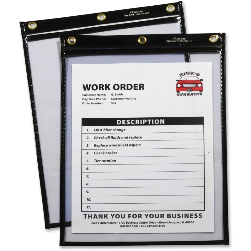 C-Line Heavy Duty Super Heavyweight Plus Stitched Shop Ticket Holder, Black, 9x12, 15/BX 50912 CLI50912