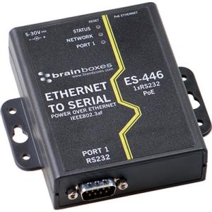 Brainboxes Ethernet 1 Port RS232 Power Over Ethernet PoE ES-446