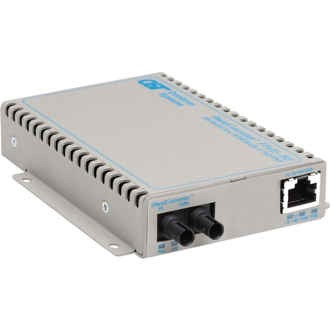 Omnitron OmniConverter FPoE+/SE PoE+ ST Multimode 5km US AC Powered 9380-0-11 9380-0-x