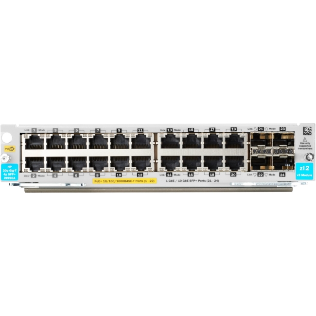 HP 20-port 10/100/1000BASE-T PoE+ / 4-port 1G/10GbE SFP+ MACsec v3 zl2 Module J9990A