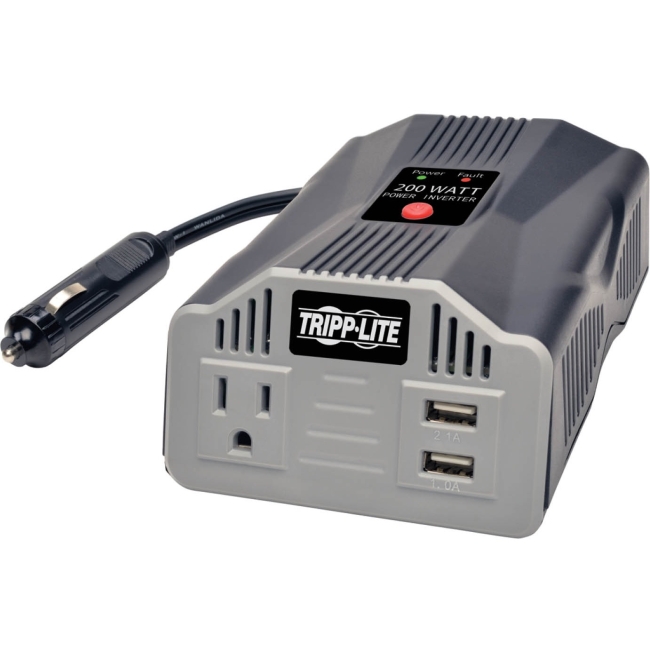 Tripp Lite 200W PowerVerter Ultra-Compact Car Inverter with Outlet and 2 USB Charging Ports PV200USB