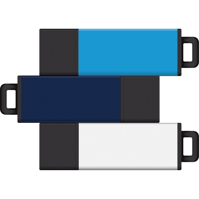 Centon 8GB USB 2.0 Pro2 3Pk (Aqua, Blue, White) S1-U2T05-8G-3