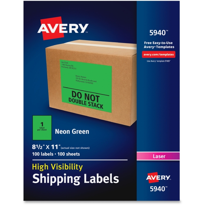 Avery High-Visibility Neon Shipping Labels 5940 AVE5940