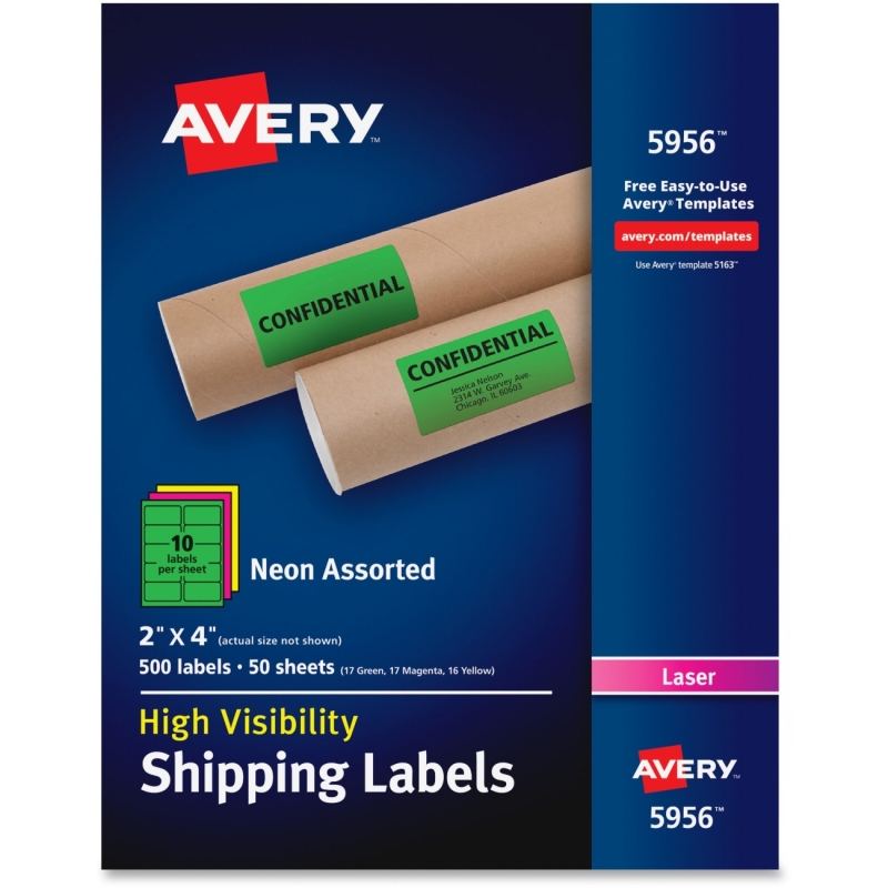 Avery High-Visibility Neon Shipping Labels 5956 AVE5956