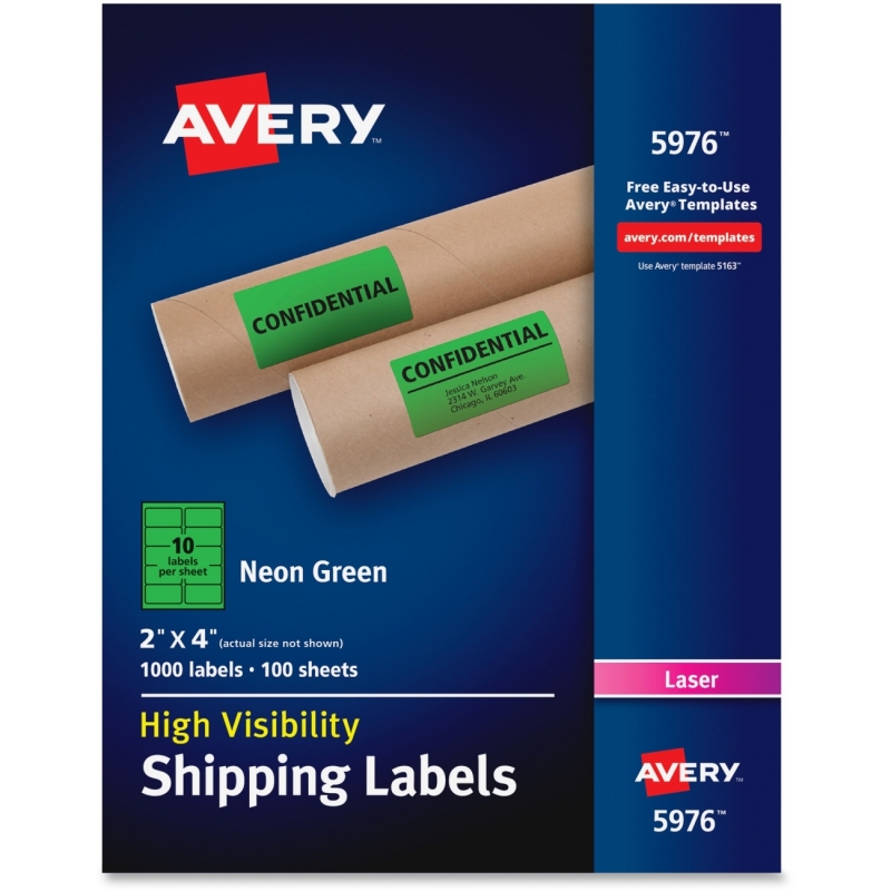 Avery High-Visibility Neon Shipping Labels 5976 AVE5976
