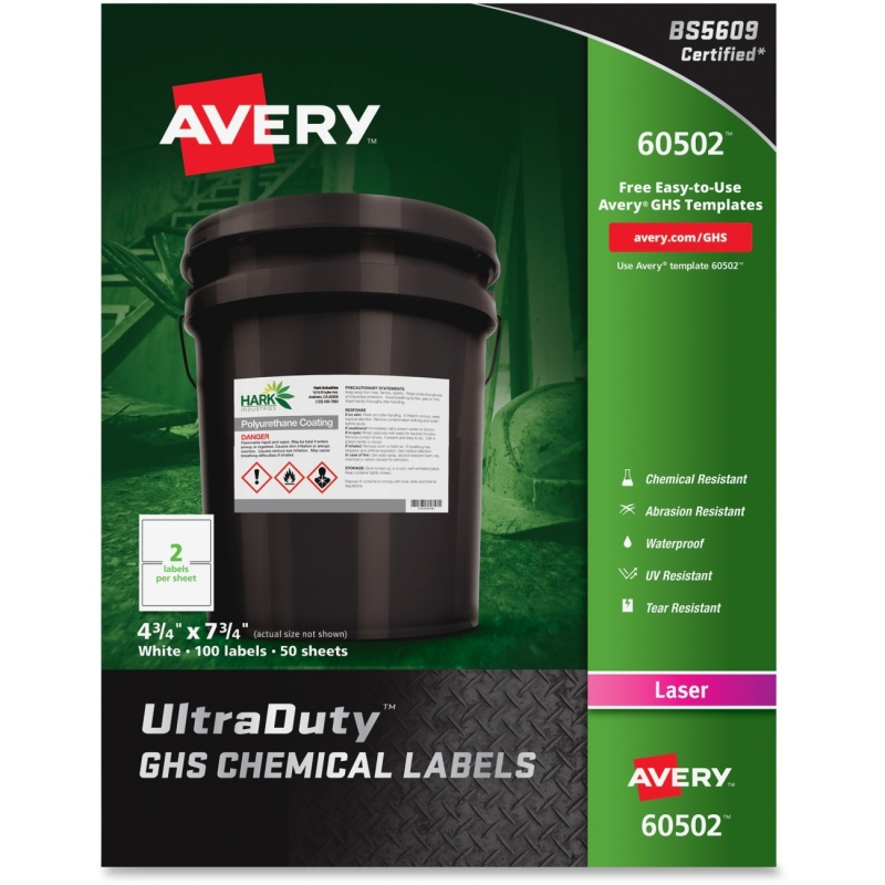 Avery UltraDuty GHS Chemical Laser Labels 60502 AVE60502